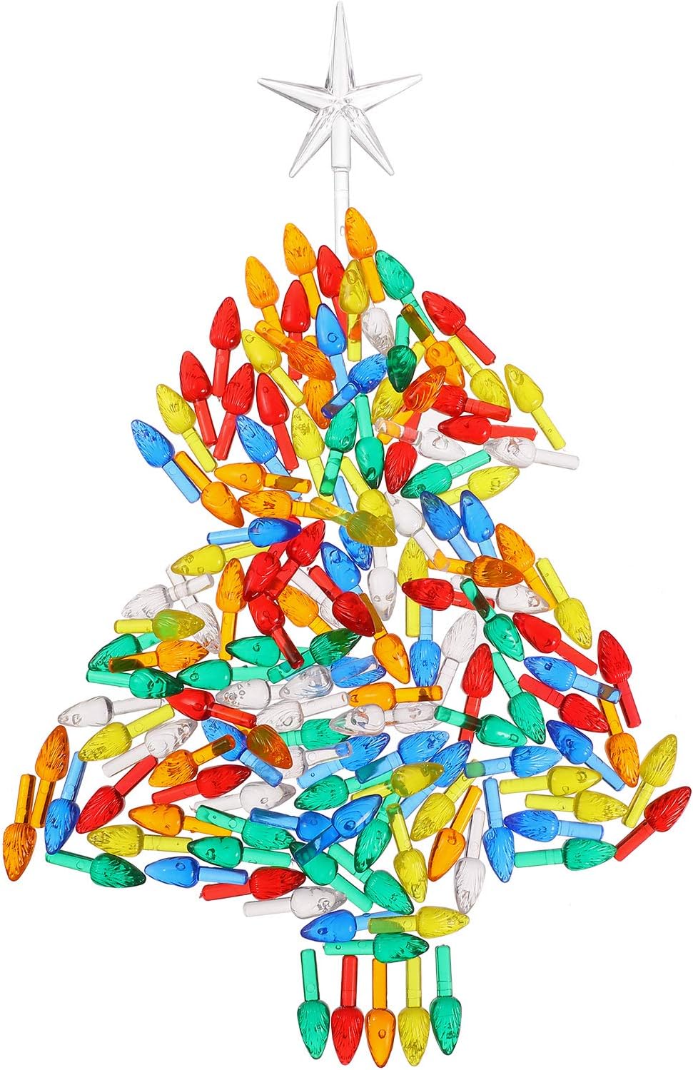 150 Pieces Ceramic Christmas Tree Replacement Lights, Multi Color Medium Plastic Light Up Twist/Bulbs and 1 Piece Ceramic Tree Star Ornament