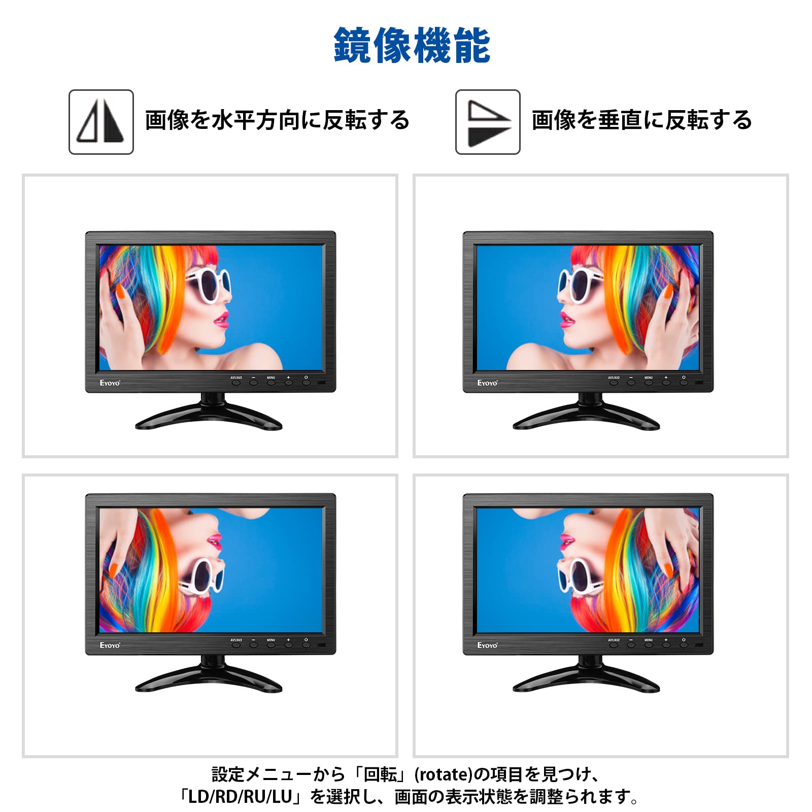 Amazon.co.jp: 小型モニター Eyoyo 10.1インチモニター 1024x600