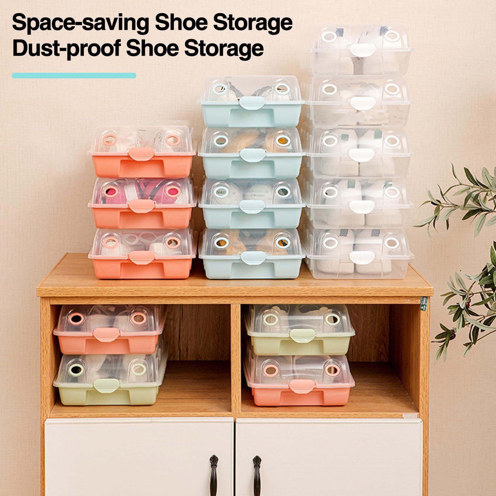 Boîte De Rangement Chaussures Avec Couvercle Transparent - Empilable Et Ventilée