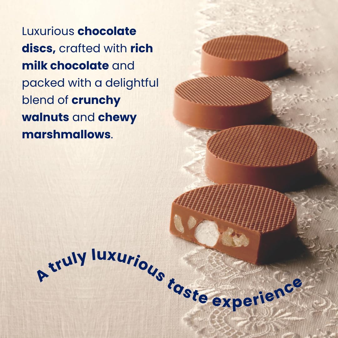 ROYCE' Petit Kurumaro Chocolat - Chocolate Discs with Walnuts and Marshmallows| Gourmet Snack for Gifting & Indulging | Japanese Chocolate from Hokkaido (5 Pieces of Chocolate)