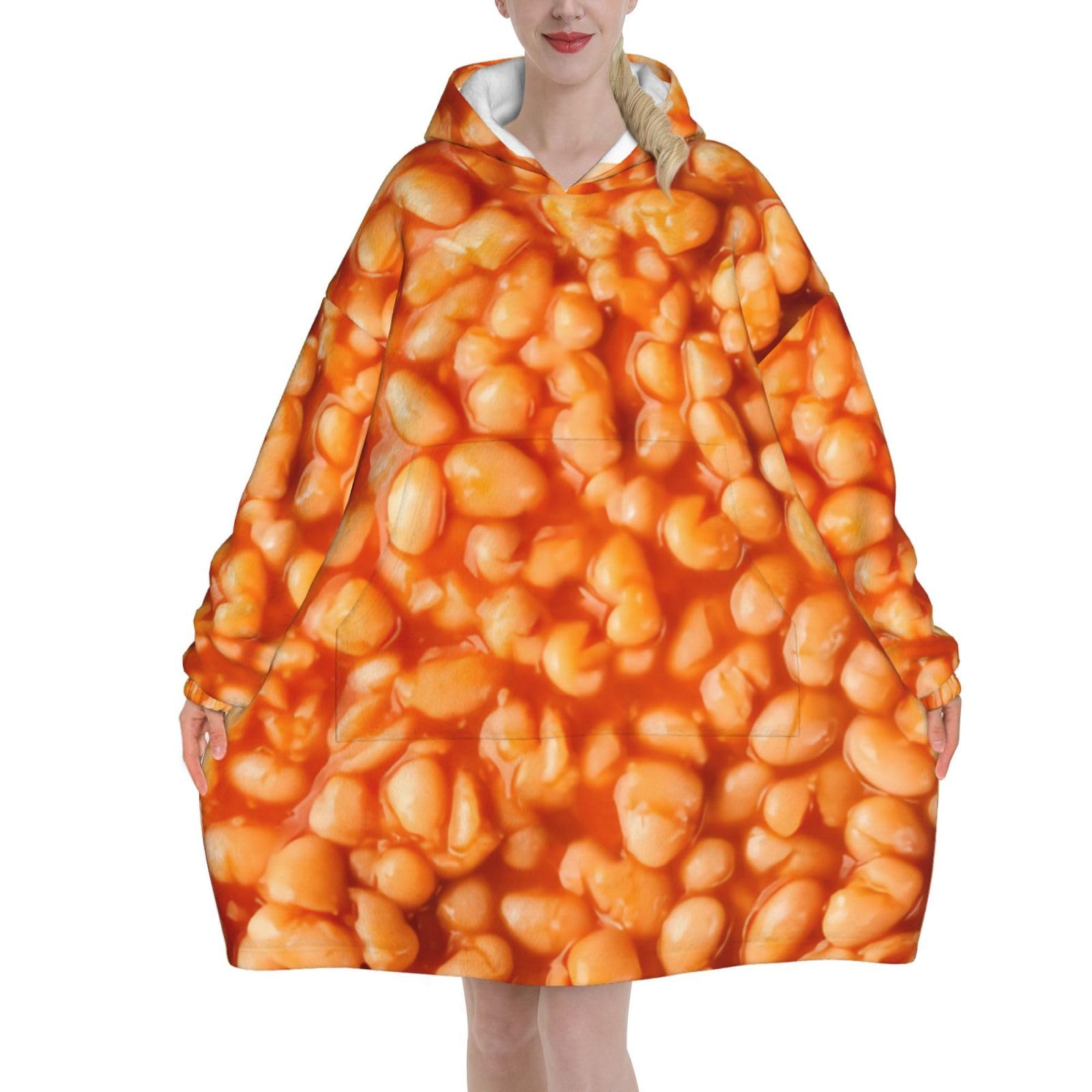 Peiyeety Unisex As Pic Baked Beans Blanket Hoodies For Women And Men Adult Oversize Wearable Blanket Hoodies For Soft And Warm