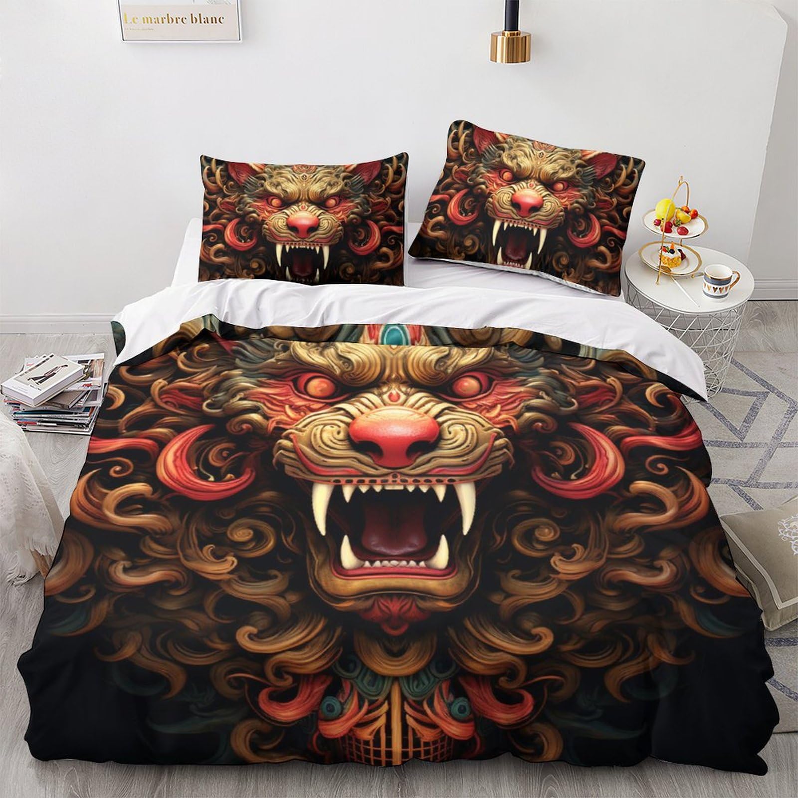 Housse de couette dragon en microfibre pour chambre ado king size