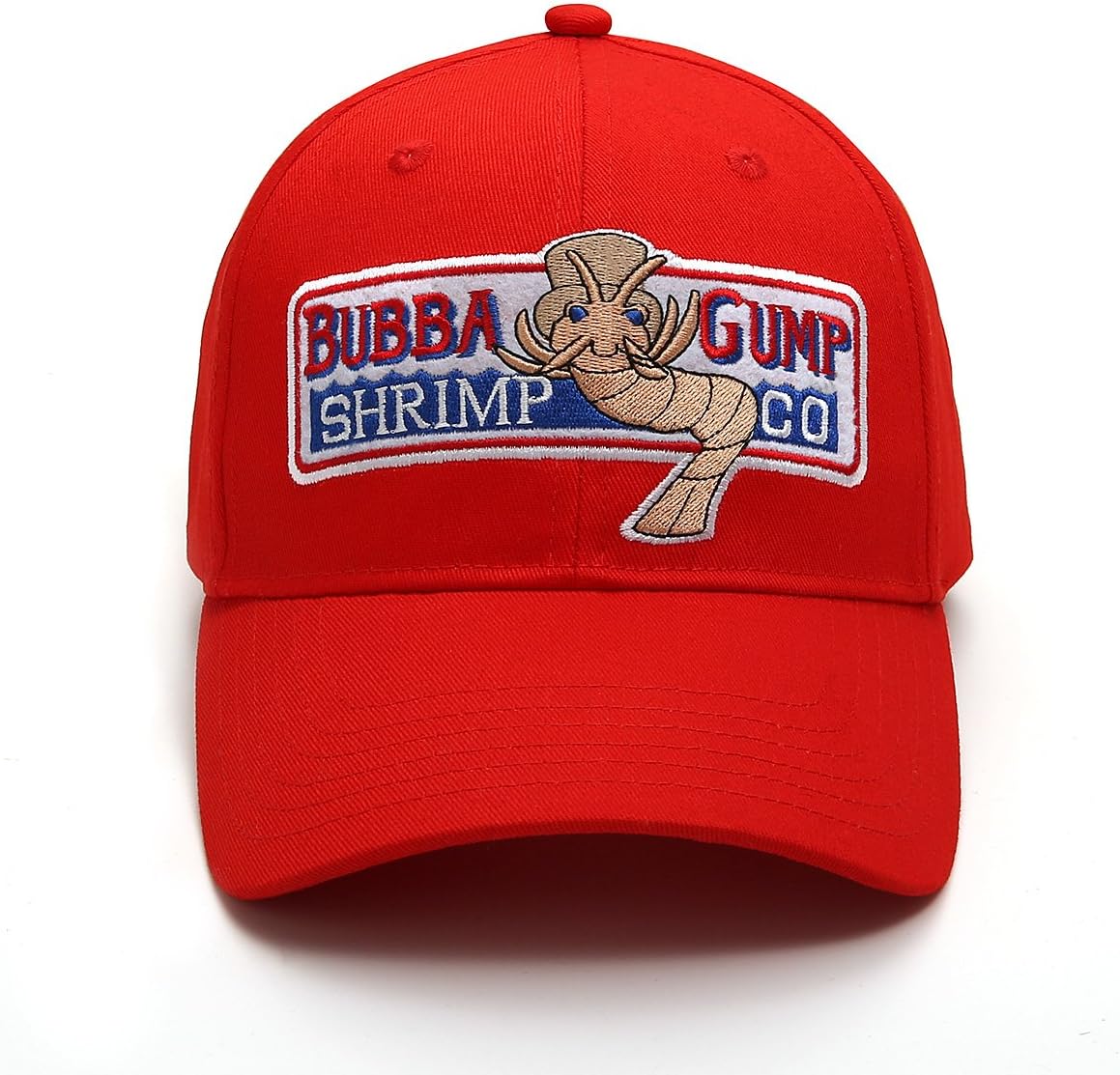 Adjustable Bubba Gump Baseball Cap Shrimp Co. Embroidered Hat (Red) (Bend Brimmed), Bend Brimmed, One size