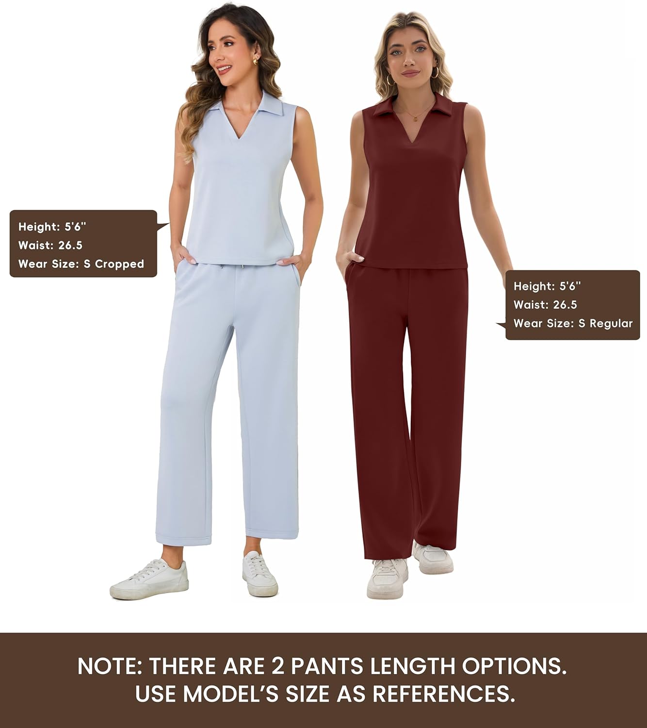 Sixstar Two Piece Sets for Women Summer V Neck Tops Wide Leg Sweatpants Sleeveless Tracksuit Travel Outfits - Image 2