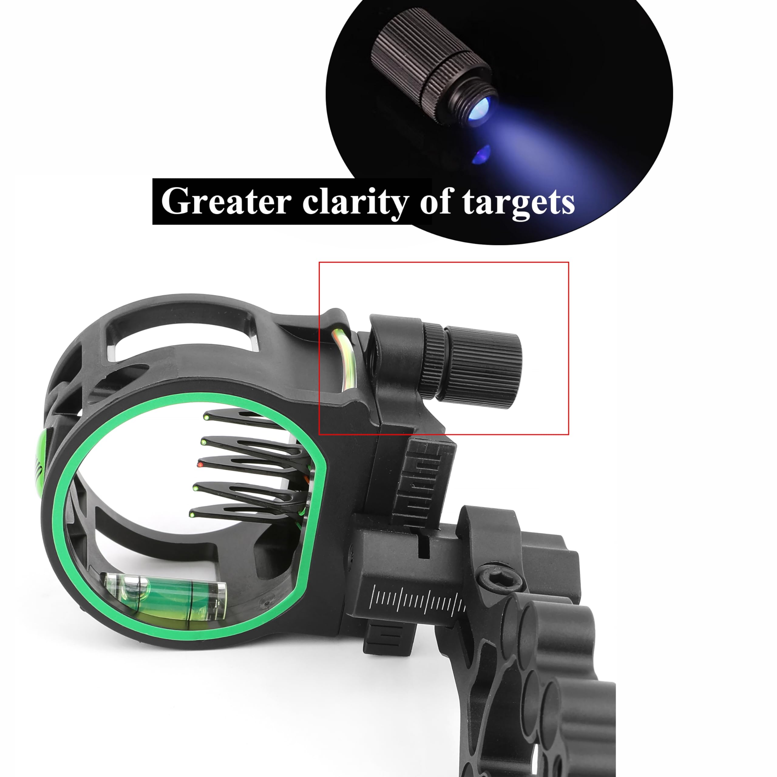 Viseur d'arc à poulies 5 Pin en alliage d'aluminium réglable pour chasse et tir ciblage