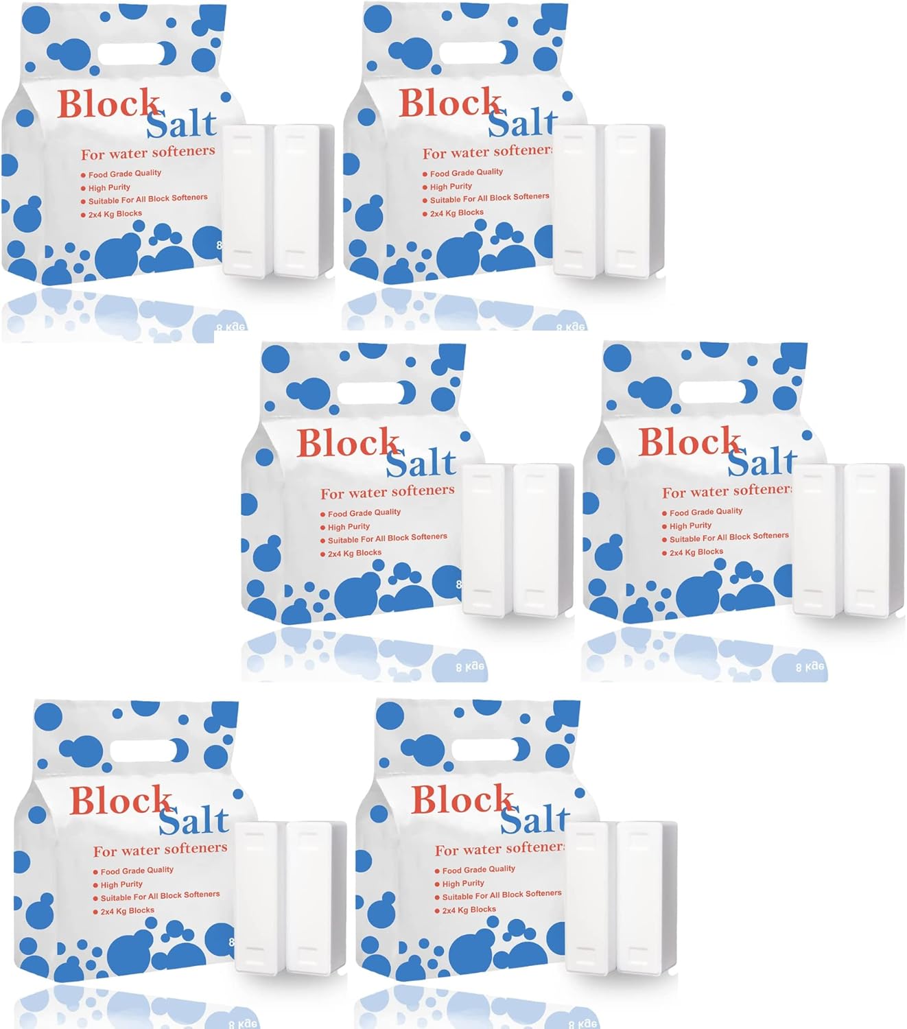 HSD 6 pack Block Salt for Water Softeners, Original Pure Grade A Food