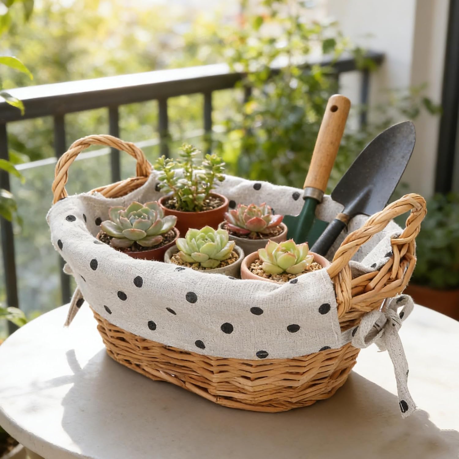 Ciieeo Small Desktop Storage Basket with Handles and Liners, Hand-woven