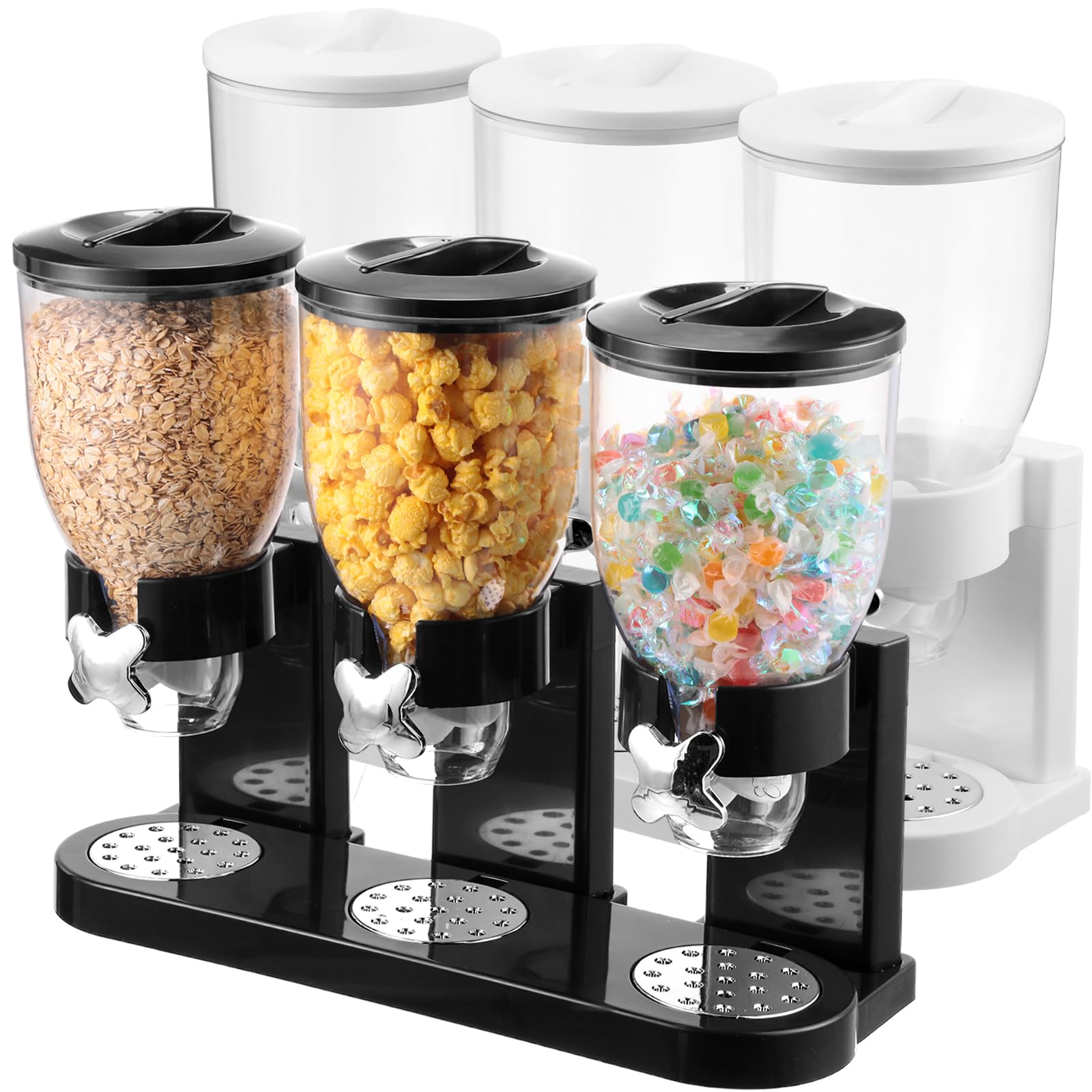 Umigy 2 Pcs Triple 12 l Cereal Dispenser Countertop Cereal Containers Storage Dispenser Pantry Dry Food Dispenser Organizer for Snack Candy Oatmeal PET Food Nut Grain Kitchen Office Bar