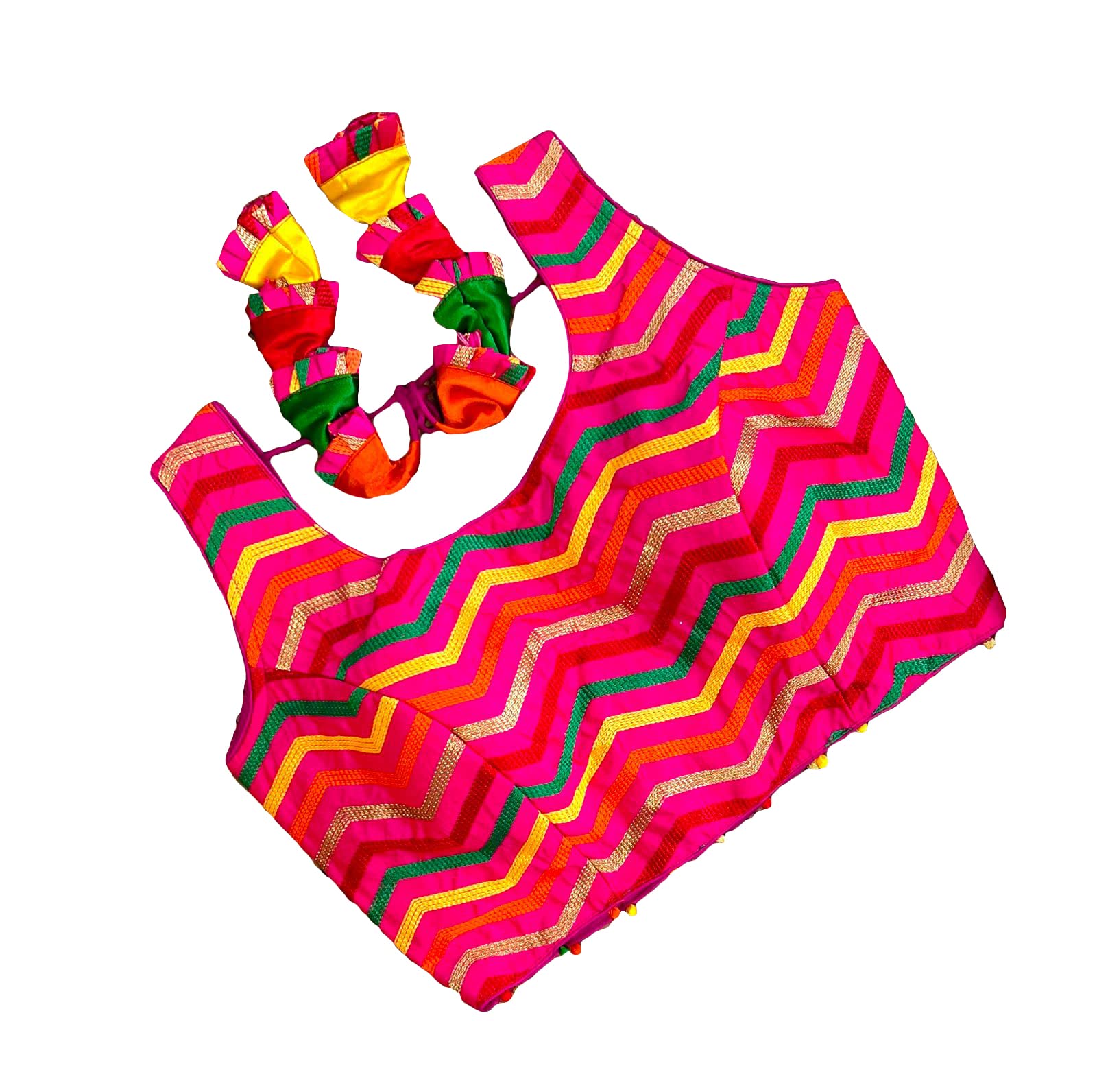 Womens Readymade Fancy Sleeveless Embroidered Saree Blouse.(Satarangi Pink_38)-image-25