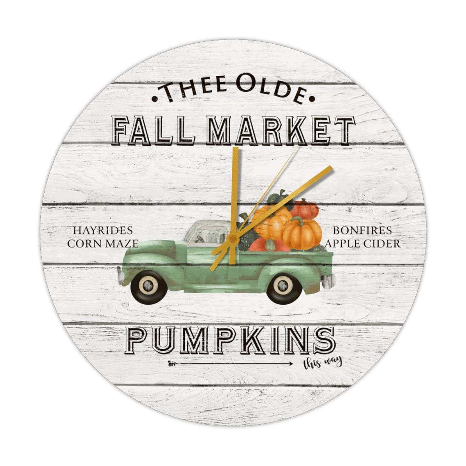 Horloge murale ronde en bois d'automne aux citrouilles, le cadeau idéal pour décorer la chambre