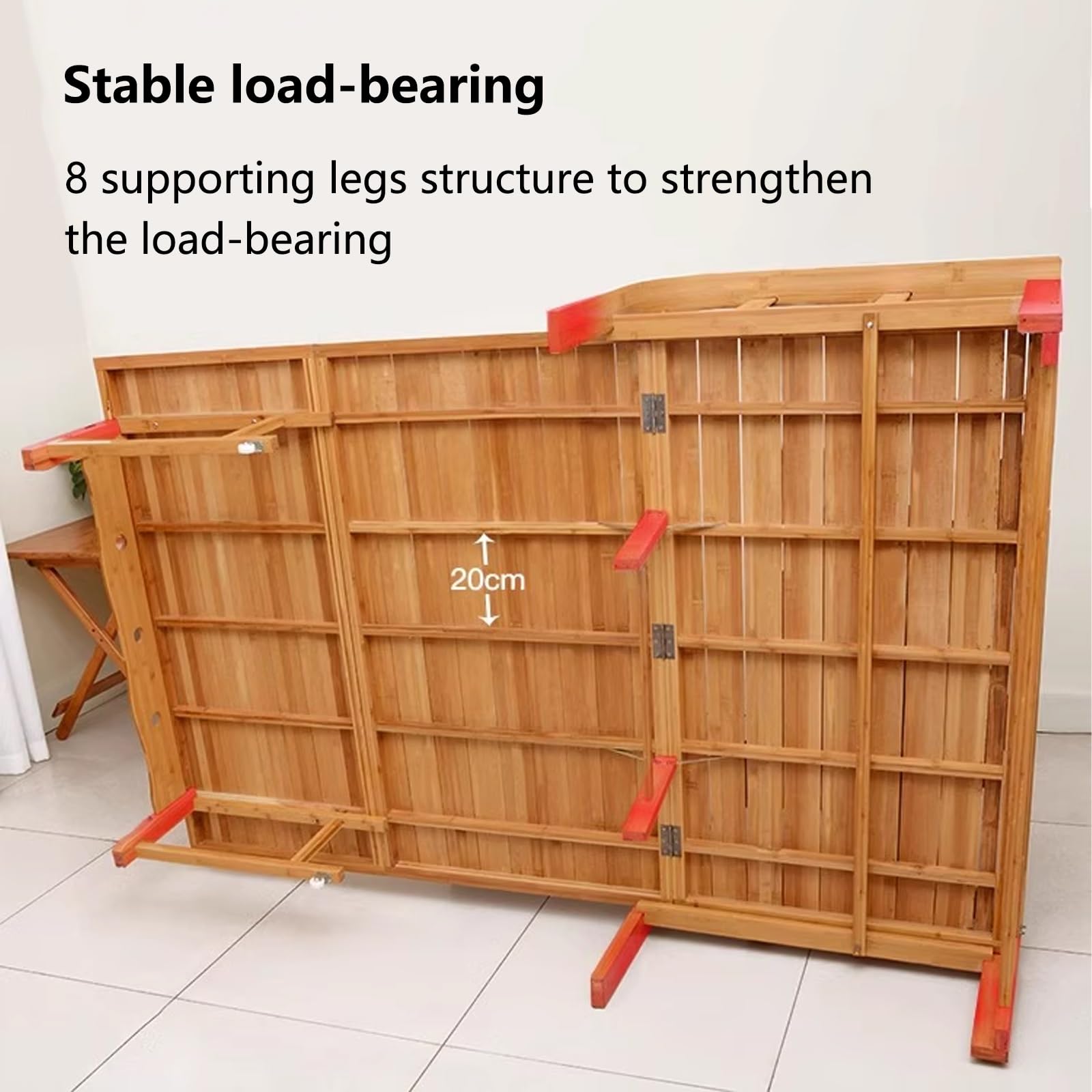Gästebett Klappbar Ohne Matratze Geschwungene Armlehnen Mehrbeinstütze mit Seilzügen Recamiere mit Schlaffunktion Holzmaterial Tragkraft 230 Kg Geeignet für Gäste, Zum Lernen und Spielen(200*80*32cm)