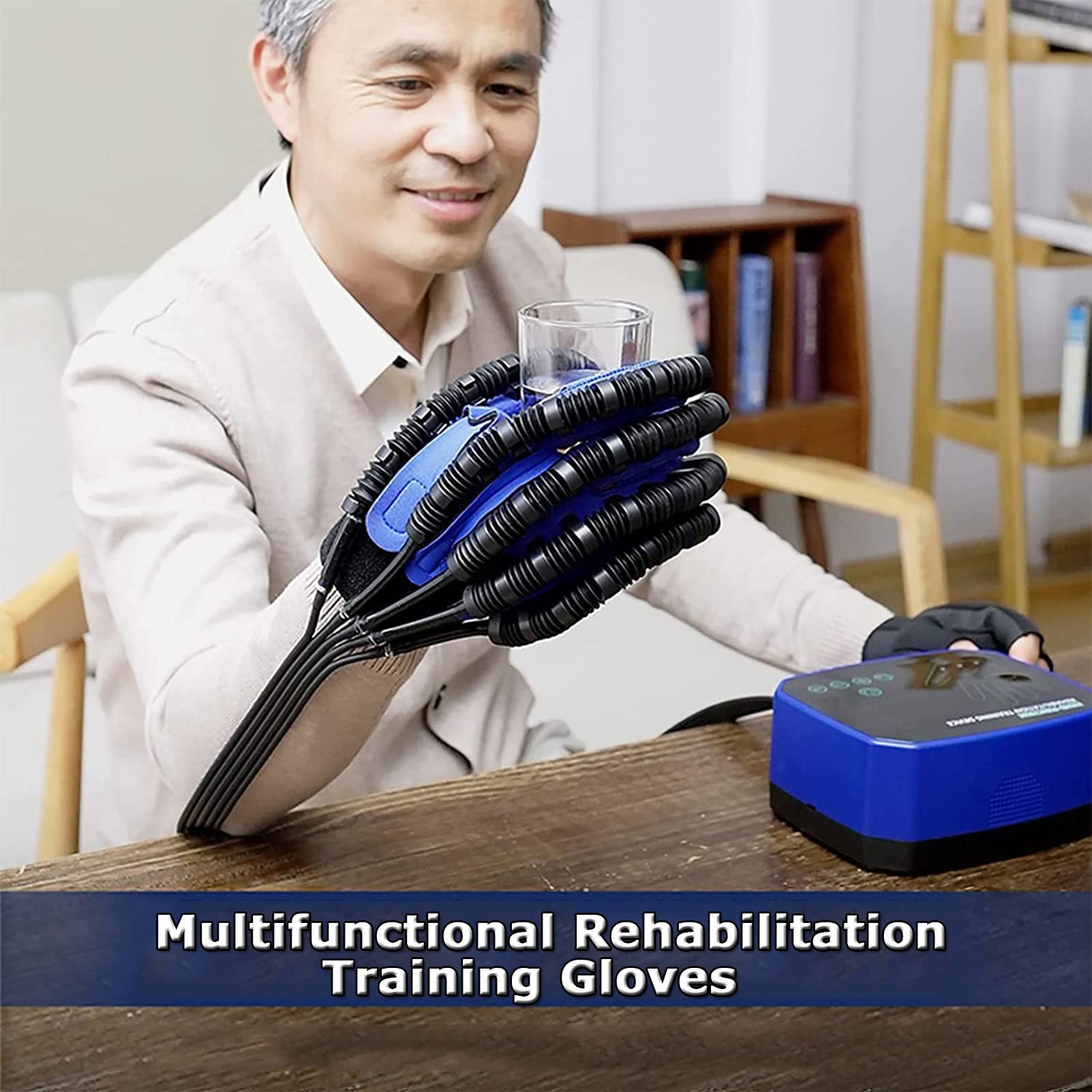 Stroke Hemiplegia Rehabilitation Robot Rękawice, ulepszony obrońca wyprostowania palców, sprzęt treningowy szyn,LeftHand-XXL