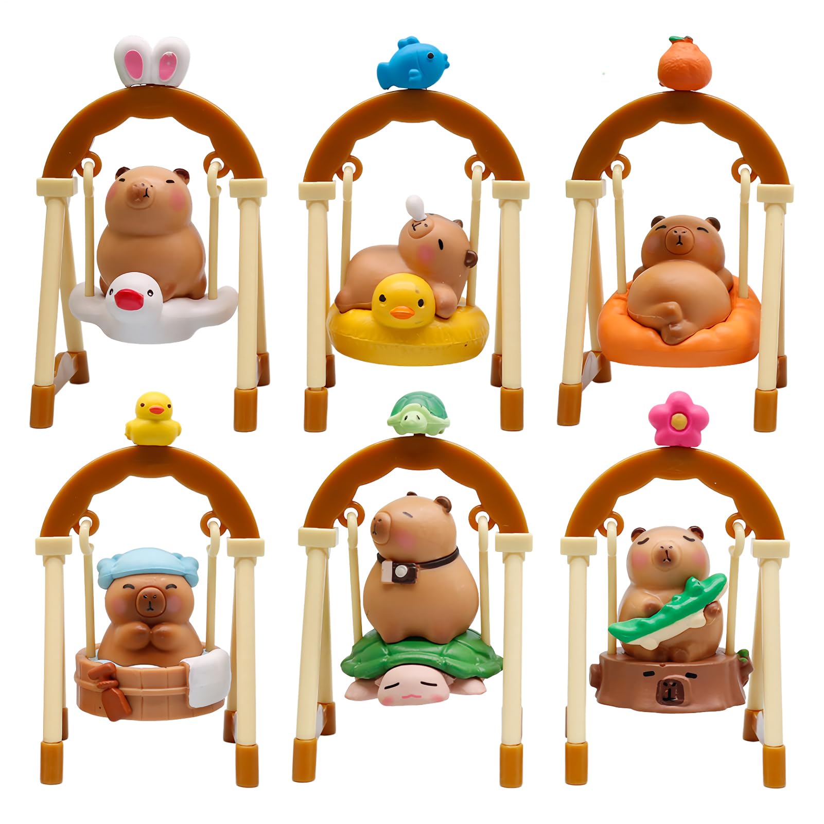 Figurine Capybara : Lot de 6 Statuettes Décoratives à Bascule pour Meuble et Bureau