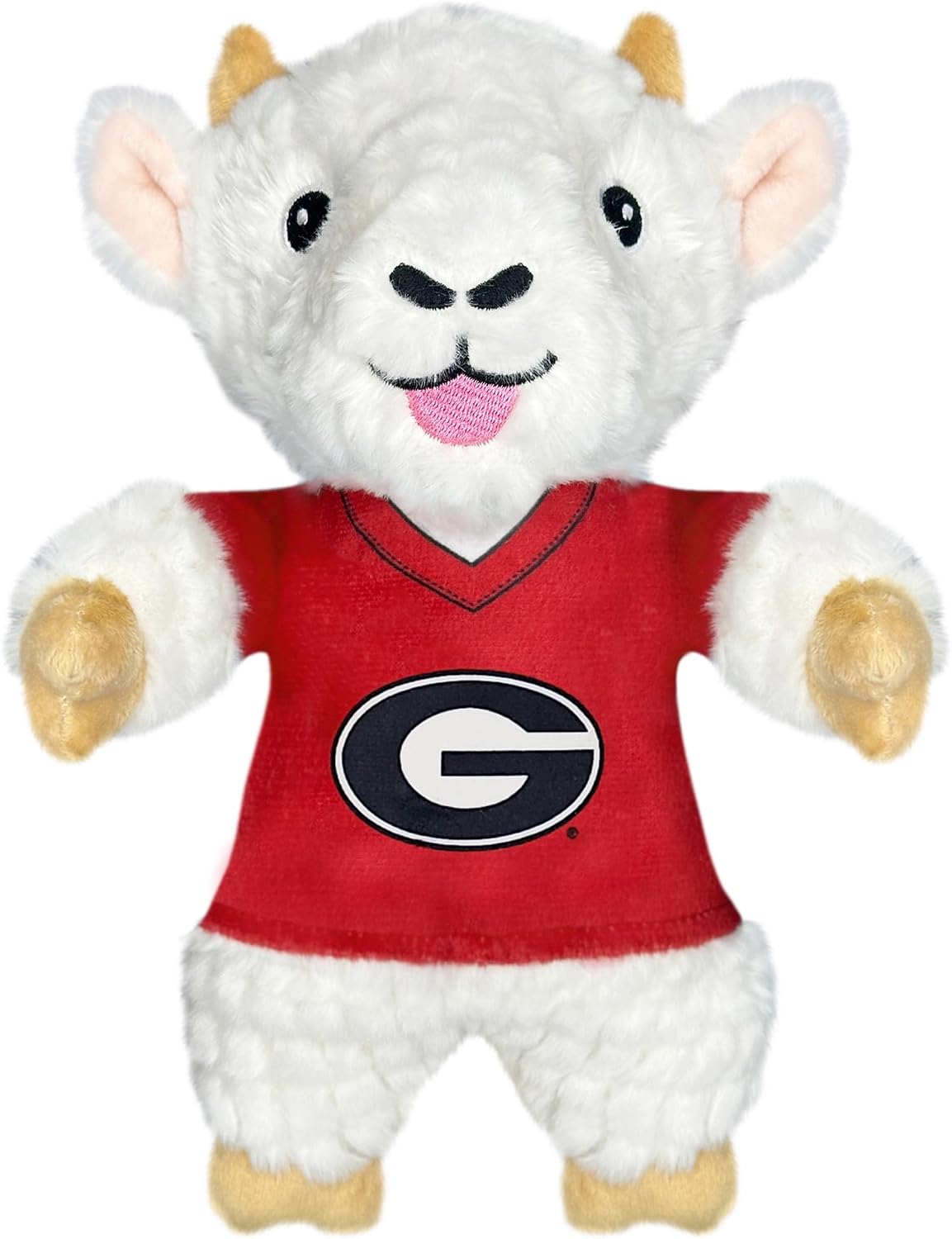 Pets First NCAA Georgia Bulldogs Goat Plush Toy for Dogs and Cats with Squeaker, Wearing a Team Jersey! Fun & Sporty Goat Shaped Dog Chew Toy, Interactive Pet Toy
