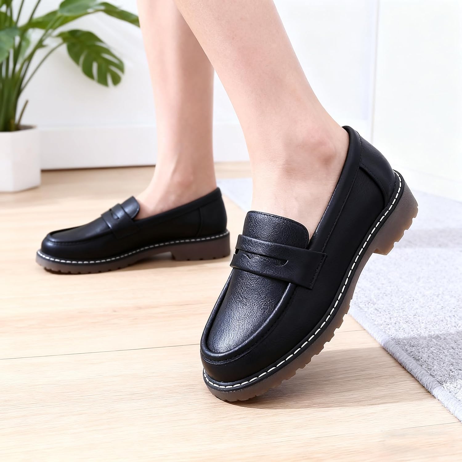 Women's Chunky Loafers, Platform Comfortable Slip-On Dressy Fashion Driving Moccasins Women - Image 2