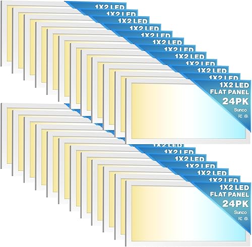Sunco - Luz LED de pantalla plana de 2 x 4, 7000 lm de alto brillo, 40 W50 W60 W y 4000 K5000 K6000 K seleccionable, regulable 0-10 V, a prueba de