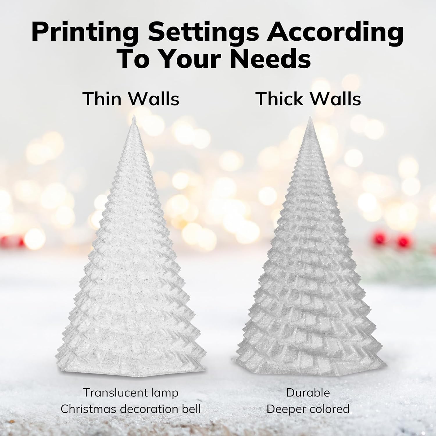 AMOLEN Shiny Glitter PLA 3D Printer Filament 1.75mm Shiny Silver with Sparkles and Glitters Dimensional Accuracy +/- 0.02mm 1KG/2.2lbs - Image 6