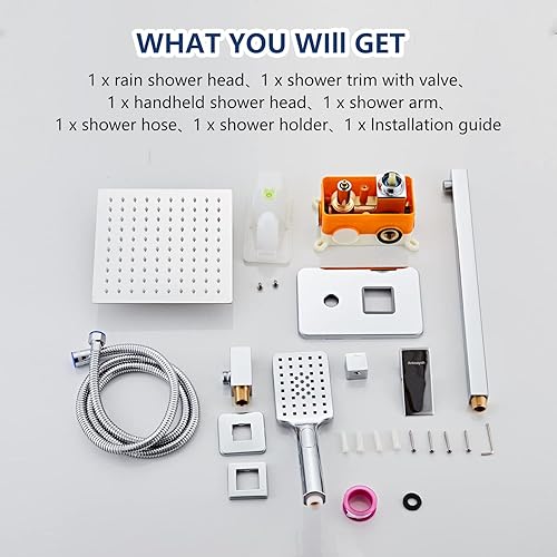 Miniatura 2 de Anksaysh Sistema de ducha de baño, cabezal de ducha de lluvia de 8 pulgadas y montaje en pared de mano, juego combinado de ducha doble de lluvia de