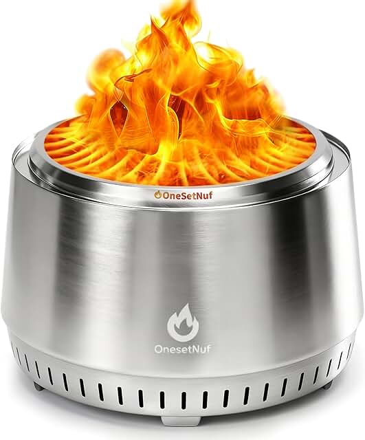 21 Inch Smokeless Fire Pit, for Outdoor Patio & Backyard, Dual Airflow S...