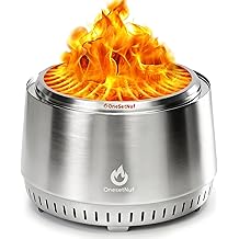 21 Inch Smokeless Fire Pit, for Outdoor Patio &amp; Backyard, Dual Airflow Secondary Combustion, Stainless Steel Firepit with Detachable Ash Pan, Clean Burn, Portable for Camping &amp; Gatherings