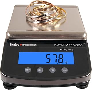 GemOro Platinum PRO6000 | Durable Precise Jewelers Countertop Portable Scale | Digital Precision Tool with Expert Professional Reading & Accuracy 6000g x 0.1g Readability