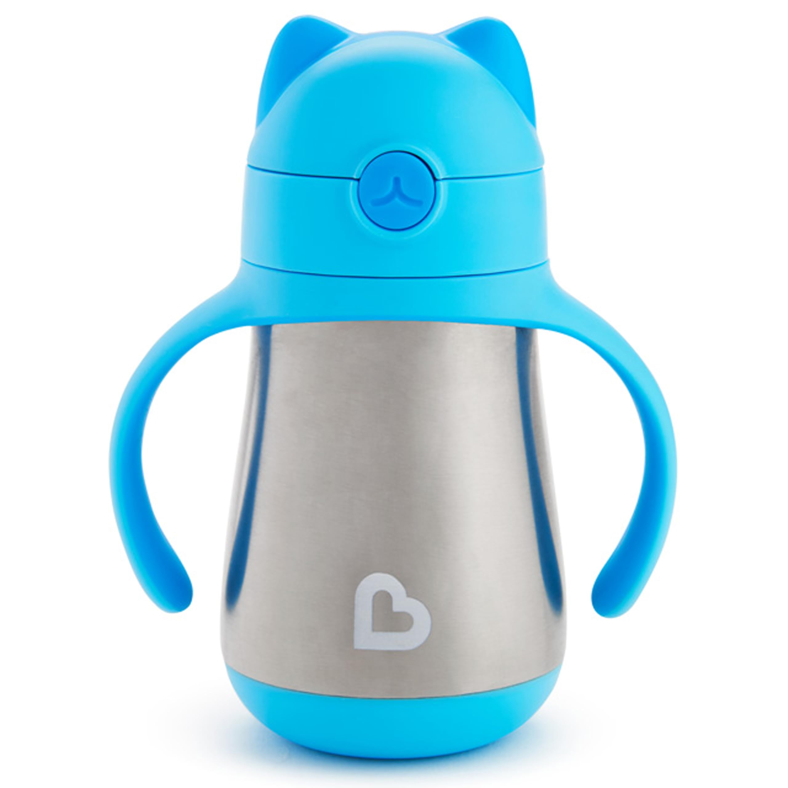 Munchkin Cool Cat Sippy Cup for Toddlers, Stainless Steel Straw Cup, 8 Ounce, Blue