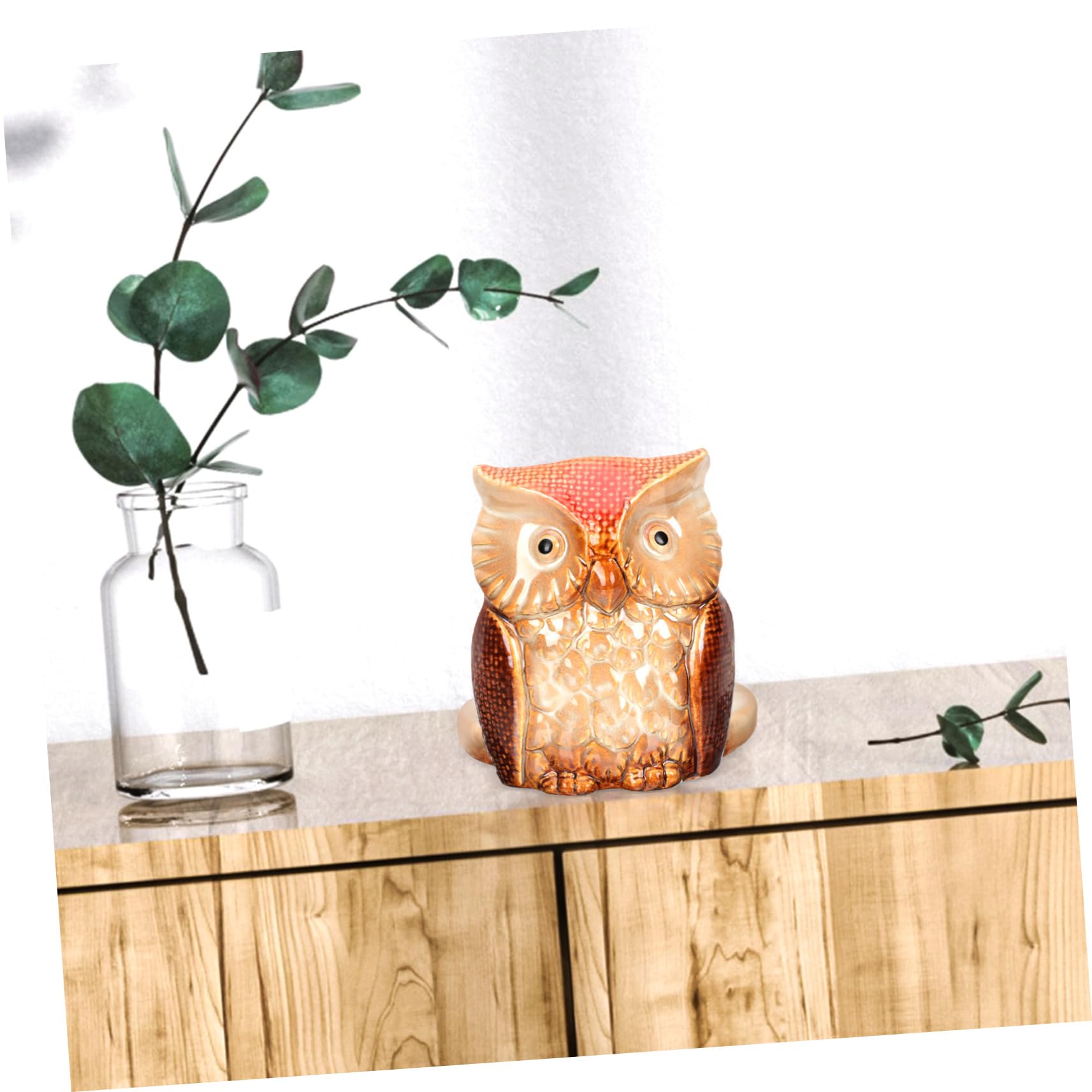 SHINEOFI Portarotolo Di Carta in Ceramica Organizer Per Carta Da Scrivania Velina Design a Forma Di Civetta Robusto e Durevole