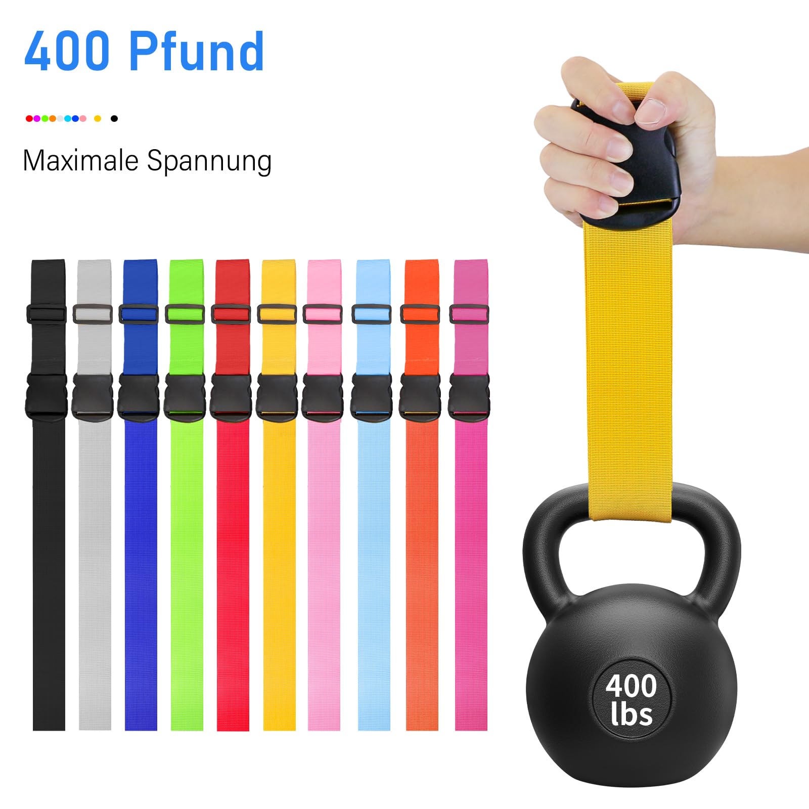 Personalisierte Koffergurt mit Namen, 8 Stück - Stickerei kofferband Gurt Auffällig & Sicher, Bunt Gepäck Identifikation für Große & Kleine Reisekoffer, TAS Koffer Bänder Gepäckband ideal über Kreuz