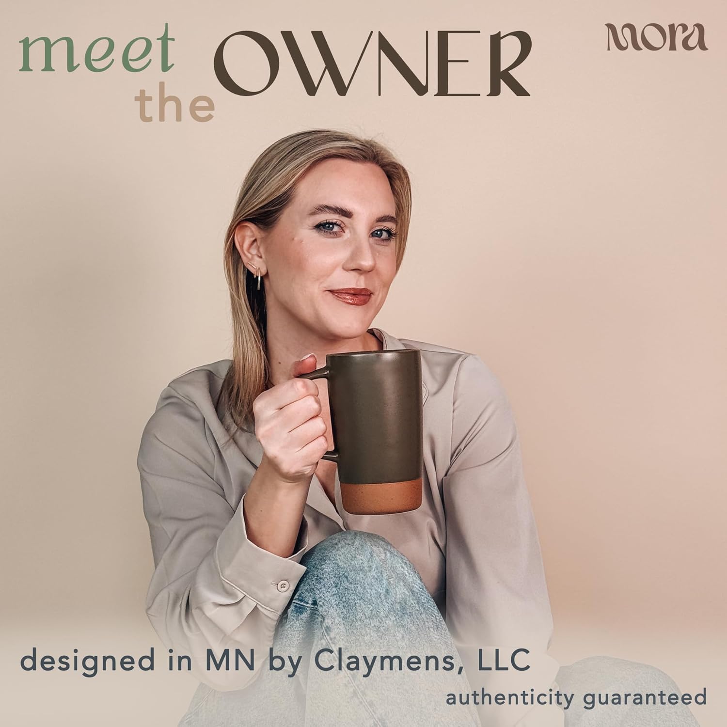 Mora Ceramics Large Tea Mug with Loose Leaf Infuser and Ceramic Lid, 18 oz, Portable, Microwave and Dishwasher Safe, Tall Coffee Cup - Rustic Matte Ceramic Glaze, Modern Herbal Tea Strainer, Olive - Image 4