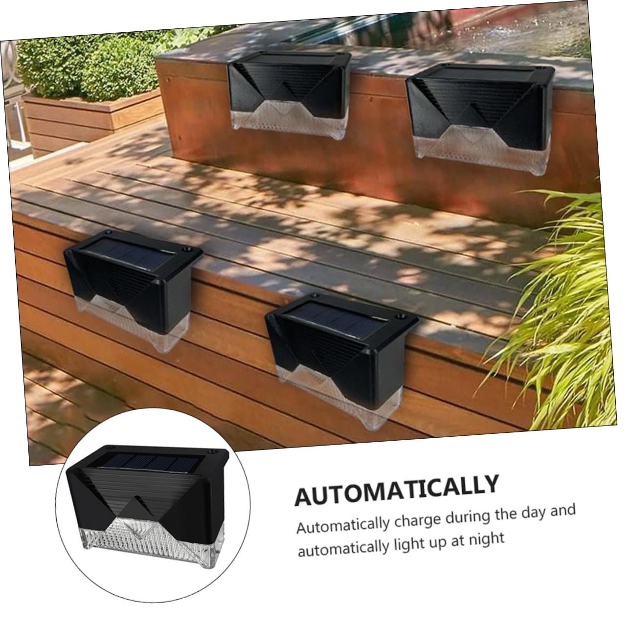 Gadpiparty Outdoor Stair Lights 4 Pack Solar Step Lamps Motion Activated Fence Lights Energy Efficient Ip65 Waterproof