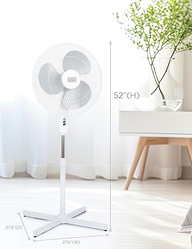 Miniatura 7 de BLACK+DECKER Ventilador de pedestal de 18 pulgadas, BFP18SXW, ventilador oscilante para el hogar y la oficina, ventilador de pie con 3 ajustes de