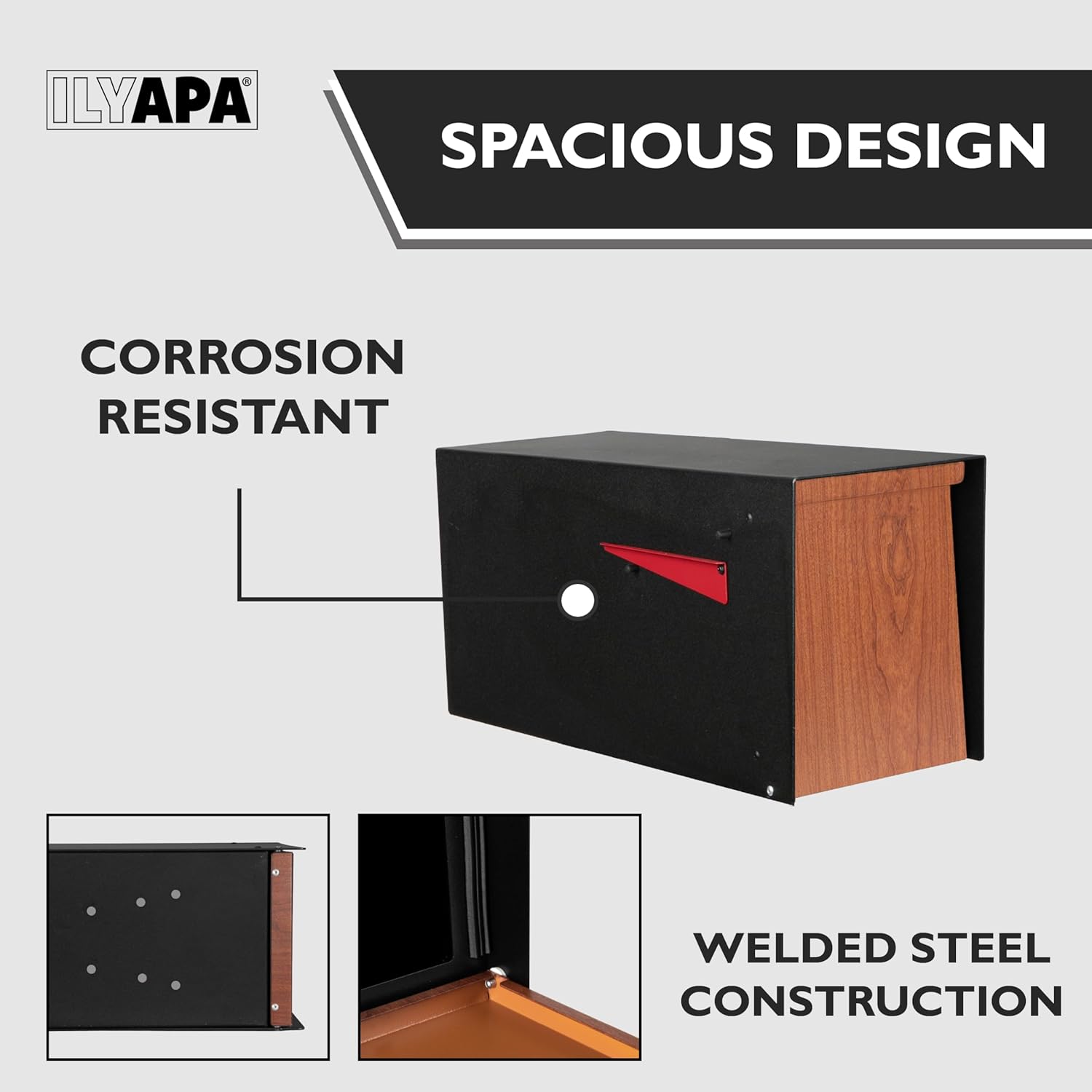 Ilyapa Modern Mailbox for Post Mount and Double Mailbox Post
