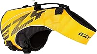 EzyDog DFD X2 Dog Life Jacket: Adjustable Swimming Vest with Neck Flotation, Grab Handle & Reflective Trim (Large, Yellow)