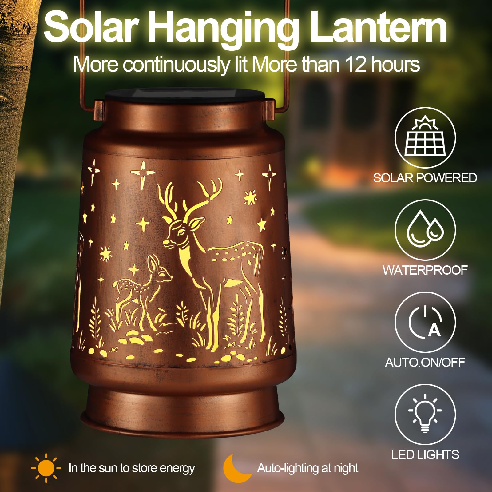 Lark Manor™ Outdoor Waterproof Solar Lights, Outdoor Hanging Solar Lights Led Solar Lantern Lighting For Garden Patio Yard Decoration 2 Pack Warm Color Light W112606126