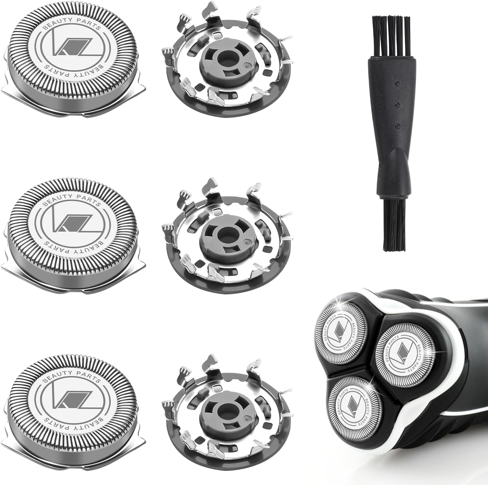 3 Pack Replacement Shaver Heads for Philips, Compatible with Series 1000, 2000, 3000, Replacement Blades for Philips with Cleaning Brush, Compatible with Phillips Series AT8xx, AT7xx, PT7xx