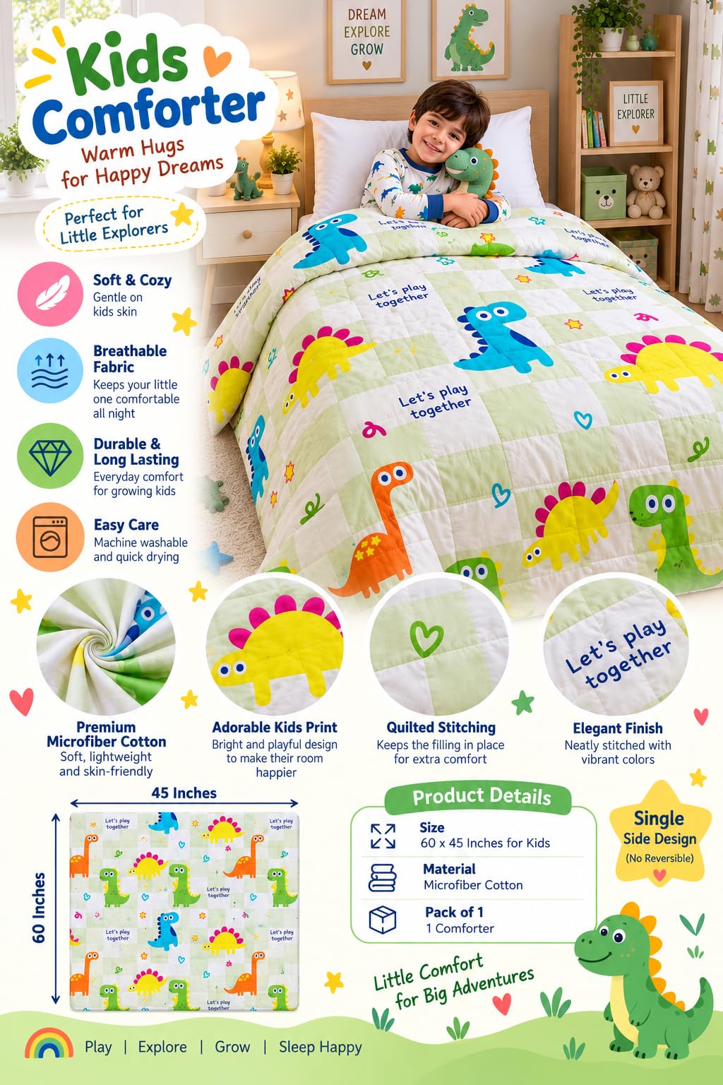 Kids Comforter Blanket - Super Soft & Reversible -2