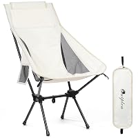 Outplea High Back Camping Chair, Portable Outdoor Backpacking Chair, White