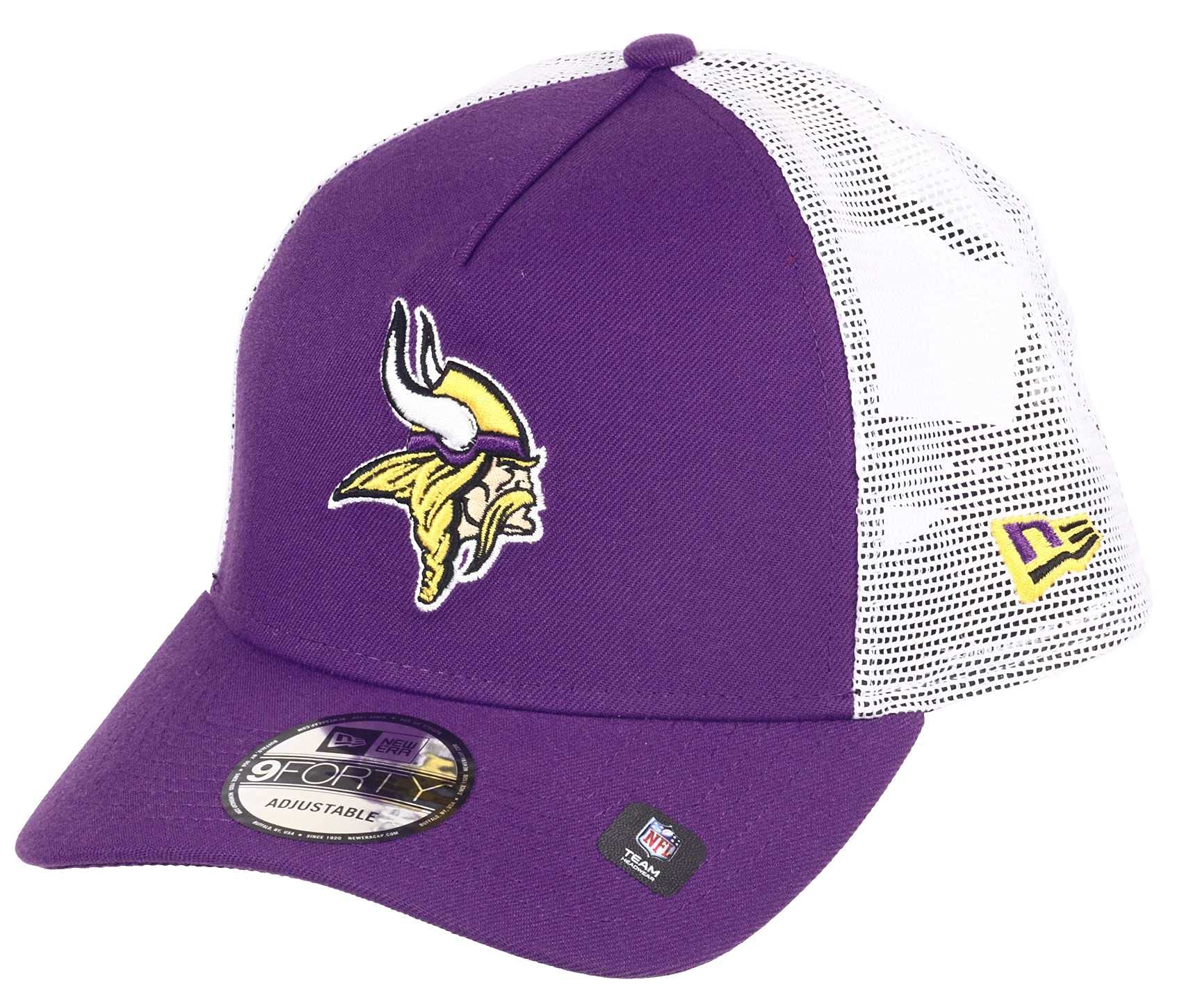 New Era Unisex Minnesota Vikings Nfl White Mesh Trucker 9Forty A-Frame Trucker Cap - One-Size