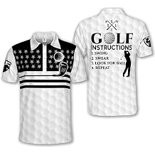 LASFOUR Funny Golf Polo Shirts for Men, Crazy Short Sleeve, Lightweight Golf Polo Shirts for Dad, Grandpa.