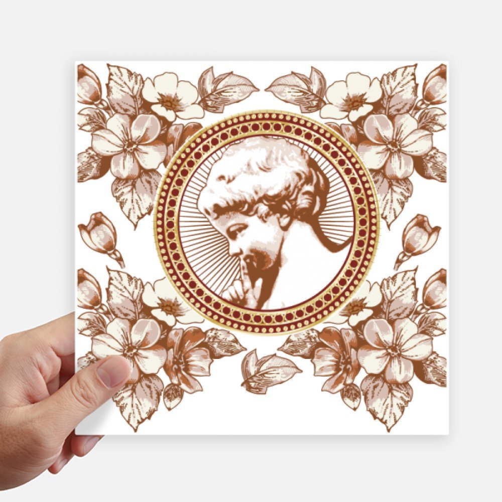 Autocollant carré fleur feuille DIYthinker 20cm x 20cm pour ordinateur et mur lot de 4