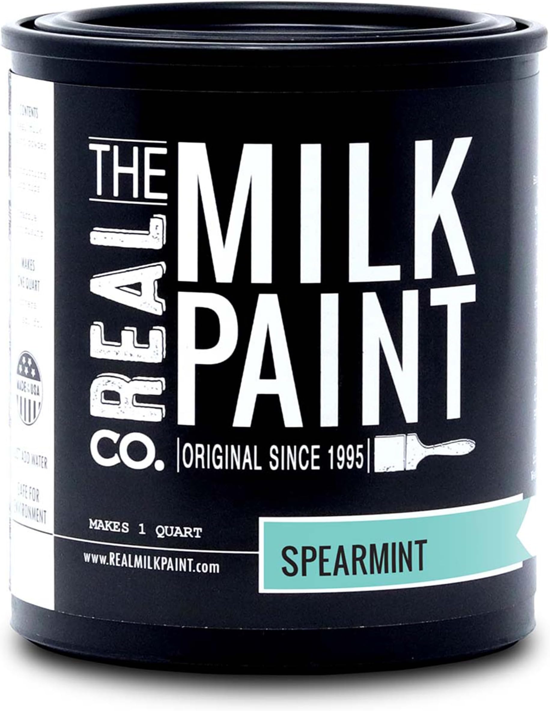 Real Milk Paint, Wood Paint for Furniture, Matte Paint for Cabinets, Walls, Brick, and Stone, Water Based Organic, No VOC, Spearmint, 1 Quart