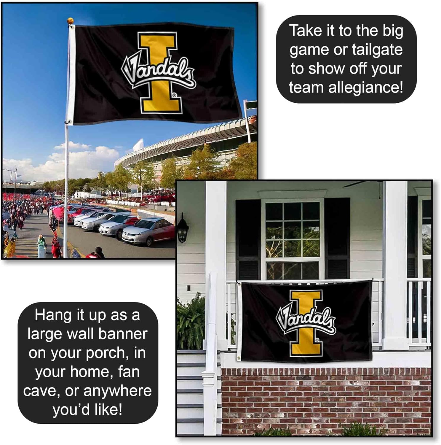 College Flags & Banners Co. Idaho Vandals Wordmark Gold Large Grommet Banner Flag
