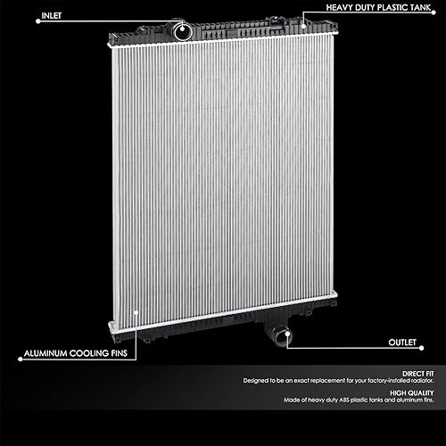 Miniatura 8 de DNA MOTORING Radiador de enfriamiento de aluminio de 2 filas estilo OE compatible con Kenworth T660 08-15  Peterbilt 320 8.9L 10.8L 11.9L 12.5L