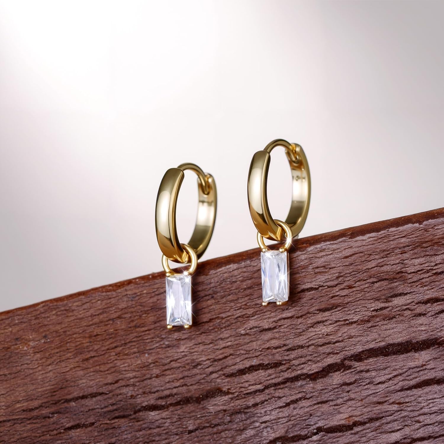 14K Gold-plated Dangle Hoop Earrings Crystal Dangle Drop Earrings Hypoallergenic Lightweight Earring Jewelry Gift for Women - Image 4