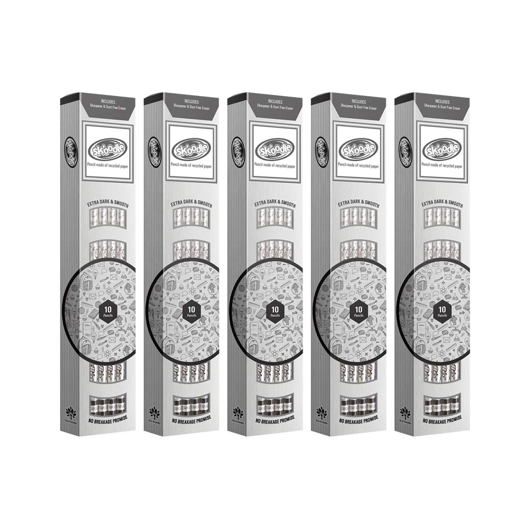 SKOODLE Hb2 Extra Dark Pencils - Enormous Quality With Eraser & Sharpener - Silver, 50 Pieces (5 Pack) (B08CDLP2NT) Amazon Price History, Amazon Price Tracker
