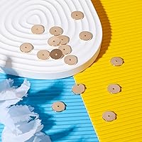 Vista 6 de Craftdady 50 cuentas redondas planas chapadas en oro de 18 quilates de latón galvanizado de 0.394 pulgadas para hacer joyas agujero: 0.059 pulgadas