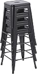 Duramex (TM) Ensemble de 4 tabourets de bar en métal noirs de 24 po, tabourets de bar de hauteur de comptoir, tabourets empilables pour intérieur et extérieur