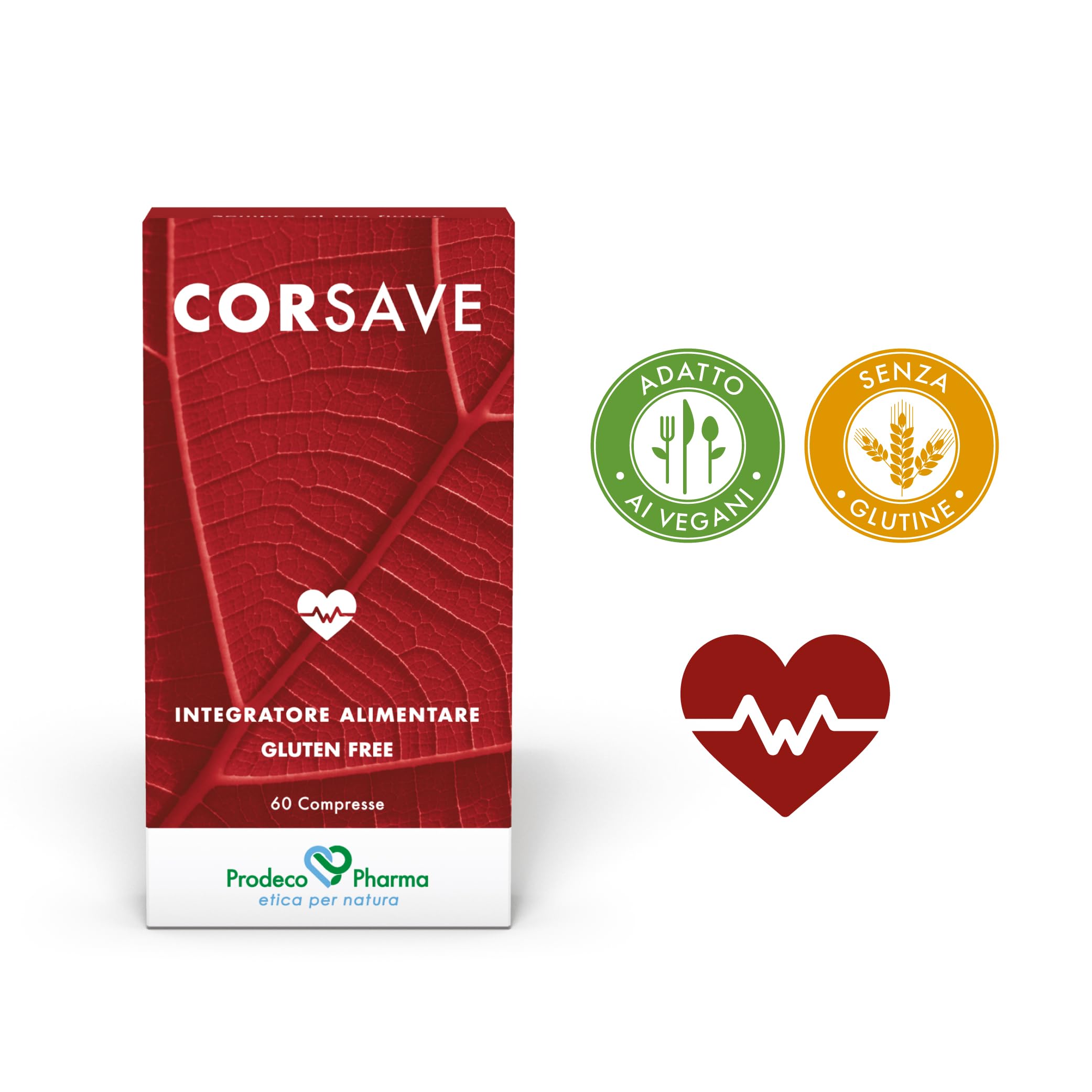 Prodeco Pharma CORSAVE Integratore Alimentare per la Funzionalità Cardiovascolare - 60 Compresse con Tè Verde, Coleus e Quercetina