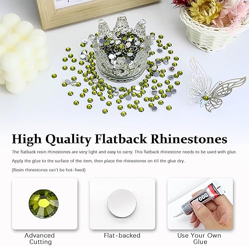 Vista 25 de 4500PCS Resin Flatback Rhinestone, 2mm 3mm 4mm 5mm 6mm Lemon Yellow Flatback Rhinestones for Tumblers, Nails Art, Mugs, Bottles, Craft Decoration