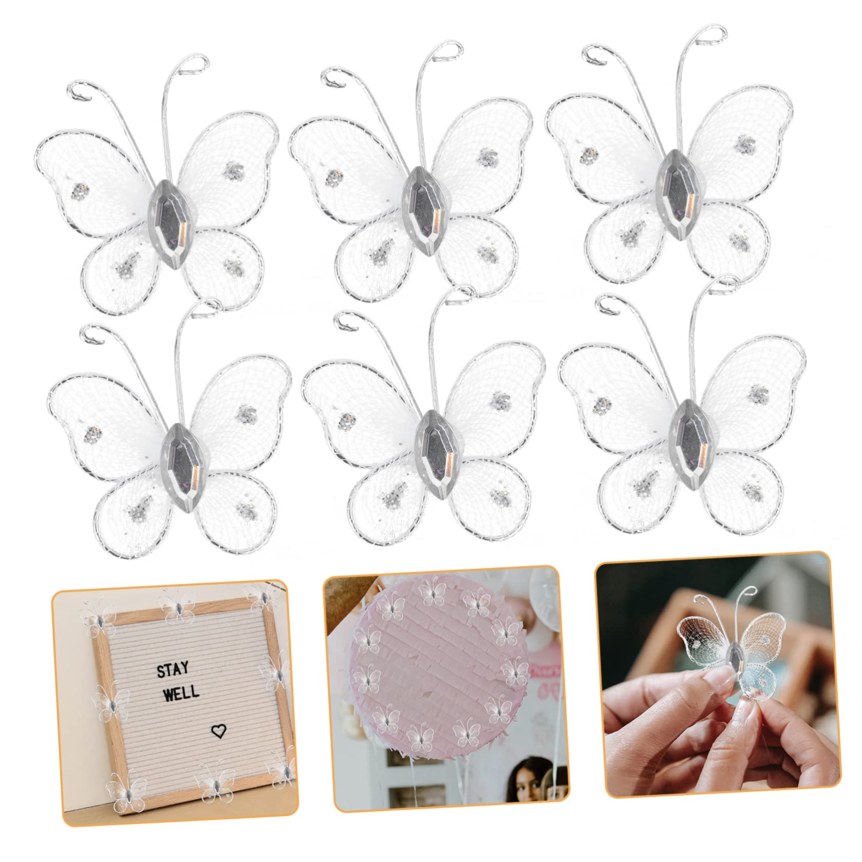 TOPBATHY 250stücke Netzschmetterlinge Dekorative Handwerksartikel Für Hochzeiten Und Partys Wandschmuck Für Wohnzimmer Und Schlafzimmer Vielseitige Bastelornamente